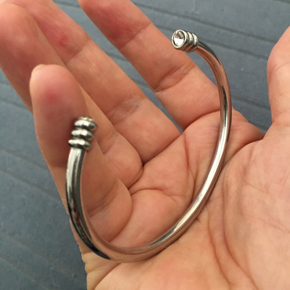 Stainless steel & cz cuff bracelet bangle